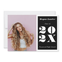 Trendy Graduate Announcement Foto Schwarz/Weiß