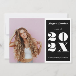 Trendy Graduate Announcement Foto Schwarz/Weiß Einladung