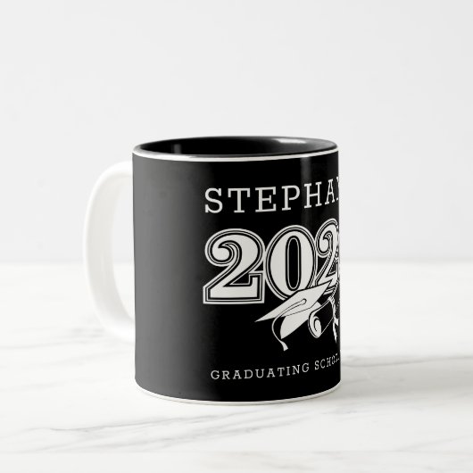 Trendy Graduate Class of 2020 Cap Zweifarbige Tasse (Vorderseite Links)
