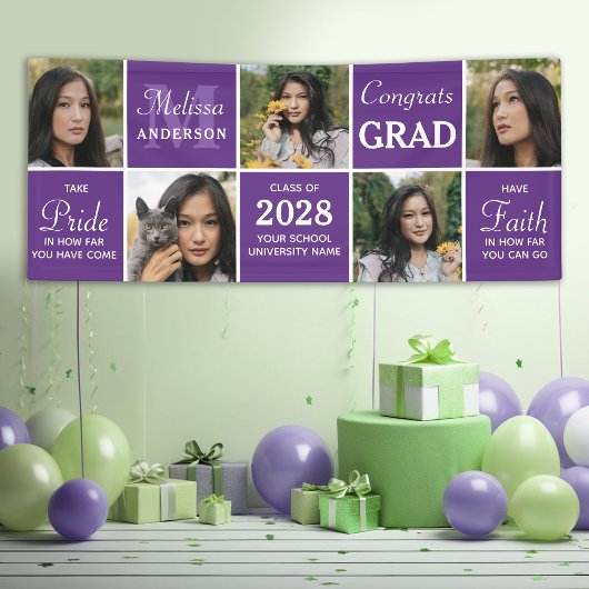 Trendy Graduate Custom 5 Foto Collage Abschluss Banner