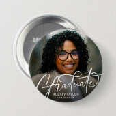 Trendy Graduate Script Foto Abschluss Button (Vorne & Hinten)