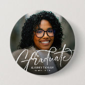 Trendy Graduate Script Foto Abschluss Button (Vorderseite)