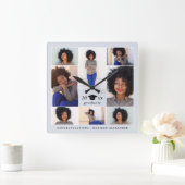 Trendy Graduation Cap Photo Collage Quadratische Wanduhr (Zuhause)