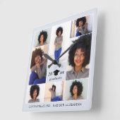 Trendy Graduation Cap Photo Collage Quadratische Wanduhr (Winkel)
