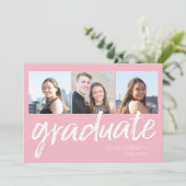 Trendy Graduation Party Ankündigung mit 6 Fotos (Stehend Vorderseite)