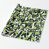 Trendy Graffiti Crown Pattern Green Black Geschenkpapier (Ungerollt)