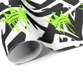Trendy Graffiti Crown Pattern Green Black Geschenkpapier (Rolleneckpunkt)
