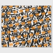Trendy Graffiti Crown Pattern Orange Black Geschenkpapier (Flach)