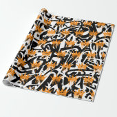 Trendy Graffiti Crown Pattern Orange Black Geschenkpapier (Ungerollt)