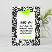 Trendy Graffiti Urban Crown Green Black Dankeskarte (Stehend Vorderseite)