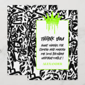 Trendy Graffiti Urban Crown Green Black Dankeskarte (Vorne/Hinten)