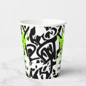 Trendy Graffiti Urban Crown Green Black Pappbecher (Links)