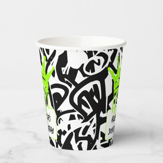 Trendy Graffiti Urban Crown Green Black Pappbecher (Links)