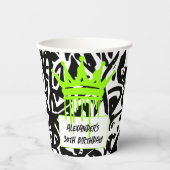 Trendy Graffiti Urban Crown Green Black Pappbecher (Vorderseite)