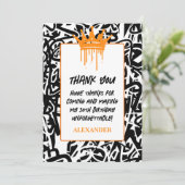 Trendy Graffiti Urban Crown Orange Black Dankeskarte (Stehend Vorderseite)