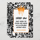 Trendy Graffiti Urban Crown Orange Black Dankeskarte (Vorne/Hinten)