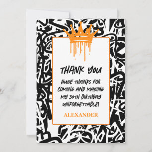 Trendy Graffiti Urban Crown Orange Black Dankeskarte