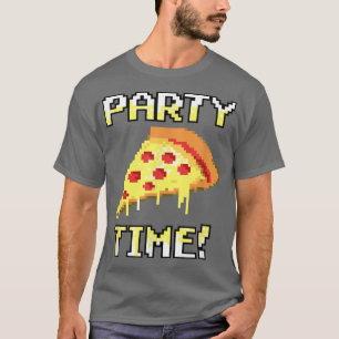 Trendy Graphic Pixated Pizza Party Time! 3310563 T-Shirt