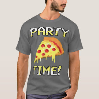 Trendy Graphic Pixated Pizza Party Time! 3310563 T-Shirt