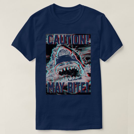 Trendy Graphic Shark Attack Vorsicht kann beißen T-Shirt (Design vorne)