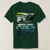 Trendy Graphic Surf Shark Shredded Panels T-Shirt (Design vorne)