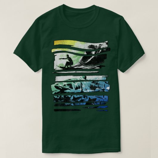 Trendy Graphic Surf Shark Shredded Panels T-Shirt (Design vorne)