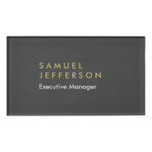 Trendy grau Schwarz beruflich schlicht modern Namenschild (Vorderseite)