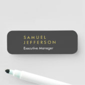 Trendy grau Schwarz beruflich schlicht modern Namensschild (Beispiel)