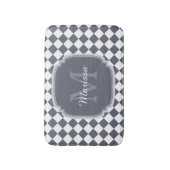Trendy, grau und weiß, Mit Monogramm Name geprüft Badematte (Vorderseite Vertikal)