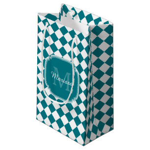 Trendy, grau und weiß, Mit Monogramm Name geprüft Kleine Geschenktüte