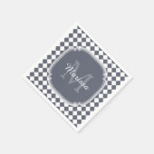 Trendy, grau und weiß, Mit Monogramm Name geprüft Serviette (Ecke)