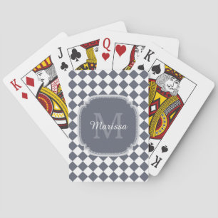 Trendy, grau und weiß, Mit Monogramm Name geprüft Spielkarten