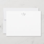 Trendy Grau/Weiß Mit Monogramm Flat Note Card Einladung (Vorderseite)