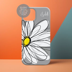Trendy Gray and Yellow Daisy Zeichnend Case-Mate iPhone Hülle
