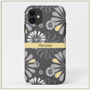 Trendy Gray and Yellow Floral Case-Mate iPhone Hülle