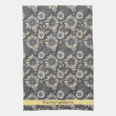 Trendy Gray and Yellow Floral Kitchtuch Geschirrtuch (Vertikal)