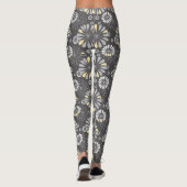 Trendy Gray and Yellow Floral Leggings (Rückseite)
