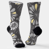Trendy Gray and Yellow Floral Socken (Gewinkelt)