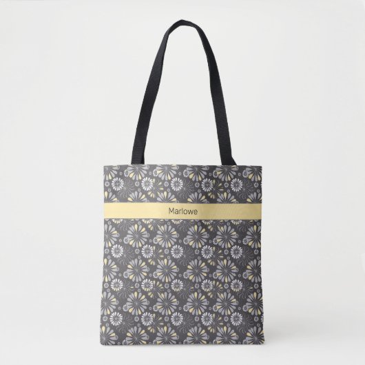 Trendy Gray and Yellow Floral Tasche (Vorderseite)