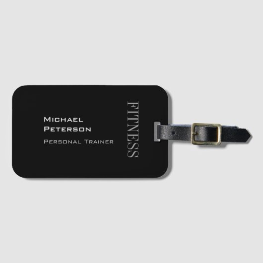 Trendy Gray Black Fitness - Name Gepäckanhänger (Vorderseite (Horizontal))