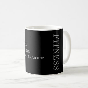 Trendy Gray Black Fitness - Name Kaffeetasse