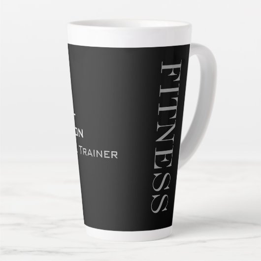 Trendy Gray Black Fitness - Name Milchtasse (Rechte Ecke)