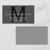 Trendy Gray Black Monogram Minimal Business Card Visitenkarte (Vorne/Hinten)