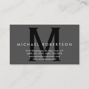 Trendy Gray Black Monogram Minimal Business Card Visitenkarte