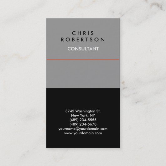 Trendy Gray Black Red Business Card Visitenkarte (Vorderseite)