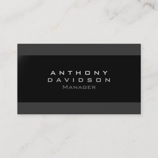 Trendy Gray Black Strip Monogram Business Card Visitenkarte (Vorderseite)