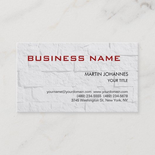 Trendy Gray Briy Wall Red Business Card Visitenkarte (Vorderseite)