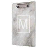 Trendy Gray Marble Mit Monogramm Klemmbrett (Links)