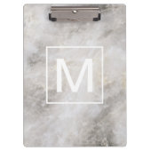Trendy Gray Marble Mit Monogramm Klemmbrett (Vorderseite)