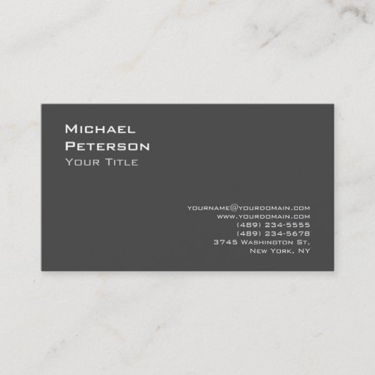 Trendy Gray Modern Stylish Business Card Visitenkarte (Vorderseite)